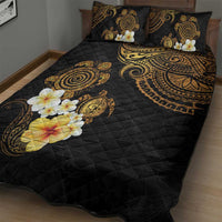Polynesian Turtle Quilt Bed Set Plumeria Hibiscus Pattern Black Color LT03 - Polynesian Pride