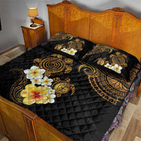 Polynesian Turtle Quilt Bed Set Plumeria Hibiscus Pattern Black Color LT03 - Polynesian Pride