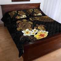 Polynesian Turtle Quilt Bed Set Plumeria Hibiscus Pattern Black Color LT03 - Polynesian Pride