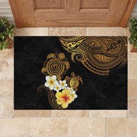 Polynesian Turtle Rubber Doormat Plumeria Hibiscus Pattern Black Color LT03 Black - Polynesian Pride