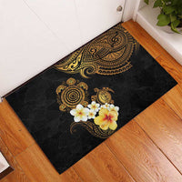 Polynesian Turtle Rubber Doormat Plumeria Hibiscus Pattern Black Color LT03 - Polynesian Pride
