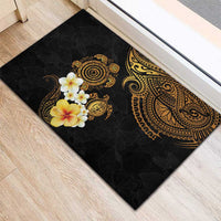 Polynesian Turtle Rubber Doormat Plumeria Hibiscus Pattern Black Color LT03 - Polynesian Pride