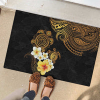 Polynesian Turtle Rubber Doormat Plumeria Hibiscus Pattern Black Color LT03 - Polynesian Pride