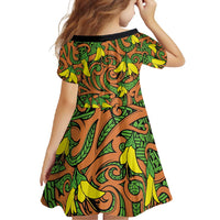 New Zealand Kowhai Flowers Family Matching Mermaid Dress and Hawaiian Shirt Maori Koru Pattern