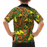 New Zealand Kowhai Flowers Hawaiian Shirt Maori Koru Pattern