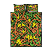 New Zealand Kowhai Flowers Quilt Bed Set Maori Koru Pattern LT03 - Polynesian Pride