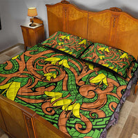 New Zealand Kowhai Flowers Quilt Bed Set Maori Koru Pattern LT03 - Polynesian Pride