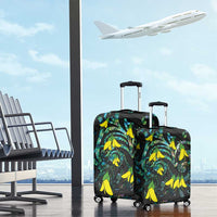New Zealand Kowhai Flowers Luggage Cover Maori Koru Pattern With Paua Shell Style