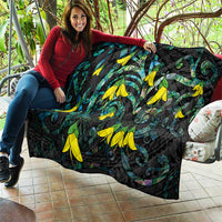 New Zealand Kowhai Flowers Quilt Maori Koru Pattern With Paua Shell Style LT03 - Polynesian Pride
