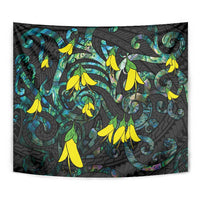 New Zealand Kowhai Flowers Tapestry Maori Koru Pattern With Paua Shell Style LT03 - Polynesian Pride