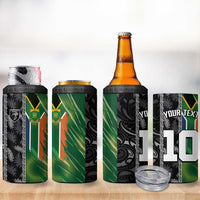 Custom Aotearoa South Africa Rugby Freedom Cup 4 in 1 Can Cooler Tumbler Maori Silver Fern Art and Sporty Flag SA - Polynesian Pride