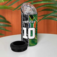 Custom Aotearoa South Africa Rugby Freedom Cup 4 in 1 Can Cooler Tumbler Maori Silver Fern Art and Sporty Flag SA - Polynesian Pride