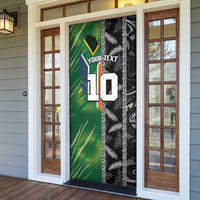 Custom Aotearoa South Africa Rugby Freedom Cup Door Cover Maori Silver Fern Art and Sporty Flag SA - Polynesian Pride