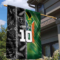 Custom Aotearoa South Africa Rugby Freedom Cup Garden Flag Maori Silver Fern Art and Sporty Flag SA - Polynesian Pride