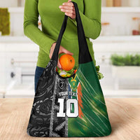 Custom Aotearoa South Africa Rugby Freedom Cup Grocery Bag Maori Silver Fern Art and Sporty Flag SA - Polynesian Pride