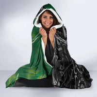 Custom Aotearoa South Africa Rugby Freedom Cup Hooded Blanket Maori Silver Fern Art and Sporty Flag SA - Polynesian Pride