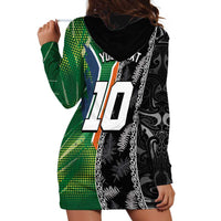 Custom Aotearoa South Africa Rugby Freedom Cup Hoodie Dress Maori Silver Fern Art and Sporty Flag SA - Polynesian Pride