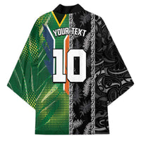 Custom Aotearoa South Africa Rugby Freedom Cup Kimono Maori Silver Fern Art and Sporty Flag SA - Polynesian Pride