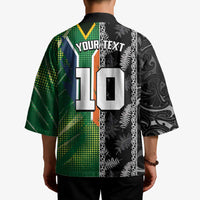 Custom Aotearoa South Africa Rugby Freedom Cup Kimono Maori Silver Fern Art and Sporty Flag SA - Polynesian Pride