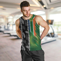 Custom Aotearoa South Africa Rugby Freedom Cup Men Tank Top Maori Silver Fern Art and Sporty Flag SA - Polynesian Pride