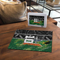 Custom Aotearoa South Africa Rugby Freedom Cup Puzzle Maori Silver Fern Art and Sporty Flag SA - Polynesian Pride