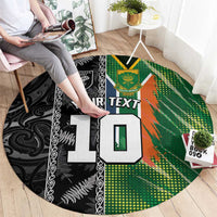 Custom Aotearoa South Africa Rugby Freedom Cup Round Carpet Maori Silver Fern Art and Sporty Flag SA - Polynesian Pride