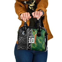 Custom Aotearoa South Africa Rugby Freedom Cup Shoulder Handbag Maori Silver Fern Art and Sporty Flag SA - Polynesian Pride