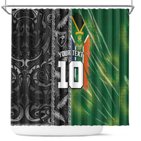 Custom Aotearoa South Africa Rugby Freedom Cup Shower Curtain Maori Silver Fern Art and Sporty Flag SA - Polynesian Pride