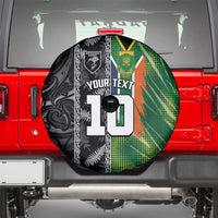 Custom Aotearoa South Africa Rugby Freedom Cup Spare Tire Cover Maori Silver Fern Art and Sporty Flag SA - Polynesian Pride