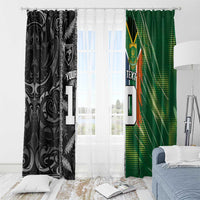 Custom Aotearoa South Africa Rugby Freedom Cup Window Curtain Maori Silver Fern Art and Sporty Flag SA - Polynesian Pride