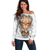 Hawaiian Kakau Off Shoulder Sweater Aquaman Tattoo Reveal Effect