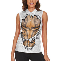 Hawaiian Kakau Women Sleeveless Polo Shirt Aquaman Tattoo Reveal Effect