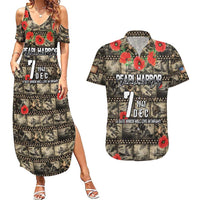 Pearl Harbor Remembrance Day Personalized Couples Matching Summer Maxi Dress and Hawaiian Shirt Memories of December 7 with Red Poppy Lei - Polynesian Pride