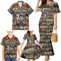 Pearl Harbor Remembrance Day Personalized Family Matching Mermaid Dress and Hawaiian Shirt Memories of December 7 with Red Poppy Lei - Polynesian Pride