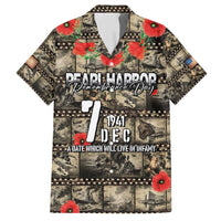 Pearl Harbor Remembrance Day Personalized Family Matching Off Shoulder Short Dress and Hawaiian Shirt Memories of December 7 with Red Poppy Lei - Polynesian Pride