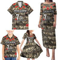 Pearl Harbor Remembrance Day Personalized Family Matching Puletasi and Hawaiian Shirt Memories of December 7 with Red Poppy Lei - Polynesian Pride