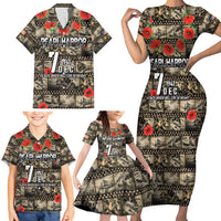 Pearl Harbor Remembrance Day Personalized Family Matching Short Sleeve Bodycon Dress and Hawaiian Shirt Memories of December 7 with Red Poppy Lei - Polynesian Pride
