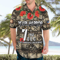 Pearl Harbor Remembrance Day Personalized Hawaiian Shirt Memories of December 7 with Red Poppy Lei - Polynesian Pride