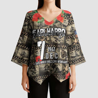 Pearl Harbor Remembrance Day Personalized Kimono Sleeve Blouse Memories of December 7 with Red Poppy Lei - Polynesian Pride