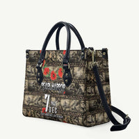 Pearl Harbor Remembrance Day Leather Bag Memories of December 7 with Red Poppy Lei LT03 Beige - Polynesian Pride