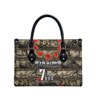 Pearl Harbor Remembrance Day Leather Bag Memories of December 7 with Red Poppy Lei LT03 - Polynesian Pride
