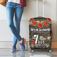 Pearl Harbor Remembrance Day Luggage Cover Memories of December 7 with Red Poppy Lei - Polynesian Pride