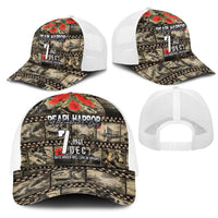 Pearl Harbor Remembrance Day Personalized Mesh Trucker Cap Memories of December 7 with Red Poppy Lei - Polynesian Pride