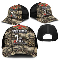 Pearl Harbor Remembrance Day Personalized Mesh Trucker Cap Memories of December 7 with Red Poppy Lei - Polynesian Pride