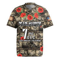 Pearl Harbor Remembrance Day Personalized Rugby Jersey Memories of December 7 with Red Poppy Lei - Polynesian Pride