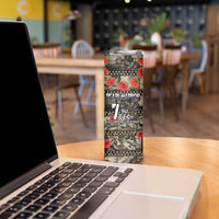 Pearl Harbor Remembrance Day Personalized Skinny Tumbler Memories of December 7 with Red Poppy Lei - Polynesian Pride