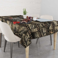 Pearl Harbor Remembrance Day Tablecloth Memories of December 7 with Red Poppy Lei - Polynesian Pride