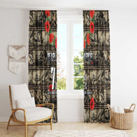 Pearl Harbor Remembrance Day Window Curtain Memories of December 7 with Red Poppy Lei - Polynesian Pride