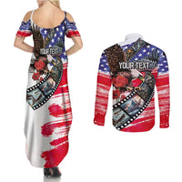 Pearl Harbor Remembrance Day Personalized Couples Matching Summer Maxi Dress and Long Sleeve Button Shirt Lest We Forget - The Bald Eagle Remembers - Polynesian Pride