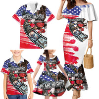 Pearl Harbor Remembrance Day Personalized Family Matching Mermaid Dress and Hawaiian Shirt Lest We Forget - The Bald Eagle Remembers - Polynesian Pride